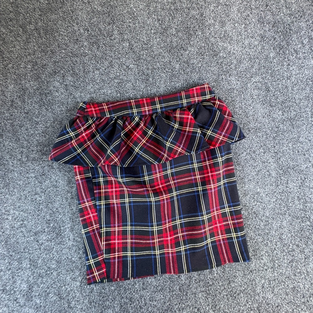 Body Central Peplum Mini Skirt Womens 26x16.5 Multicolor‎ Plaid Stretch Back Zip